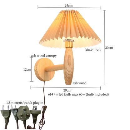 Japanese walnut wood cream pvc led wall lamps bedroom sconce