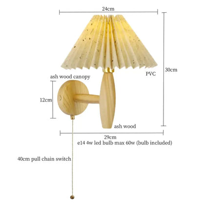 Japanese walnut wood cream pvc led wall lamps bedroom sconce