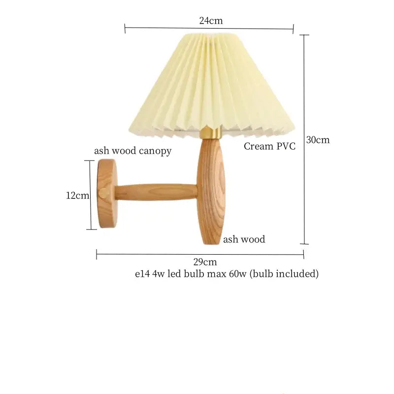 Japanese walnut wood cream pvc led wall lamps bedroom sconce
