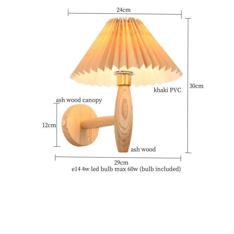 Japanese walnut wood cream pvc led wall lamps bedroom sconce