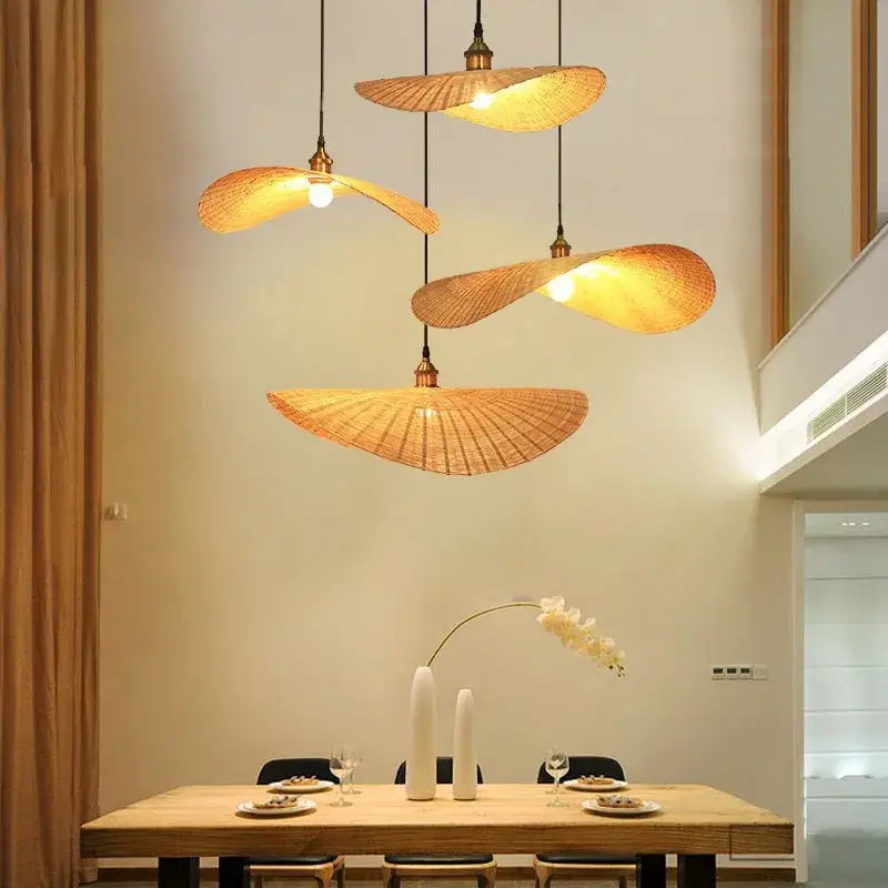 Japanese woven bamboo chandelier for living room