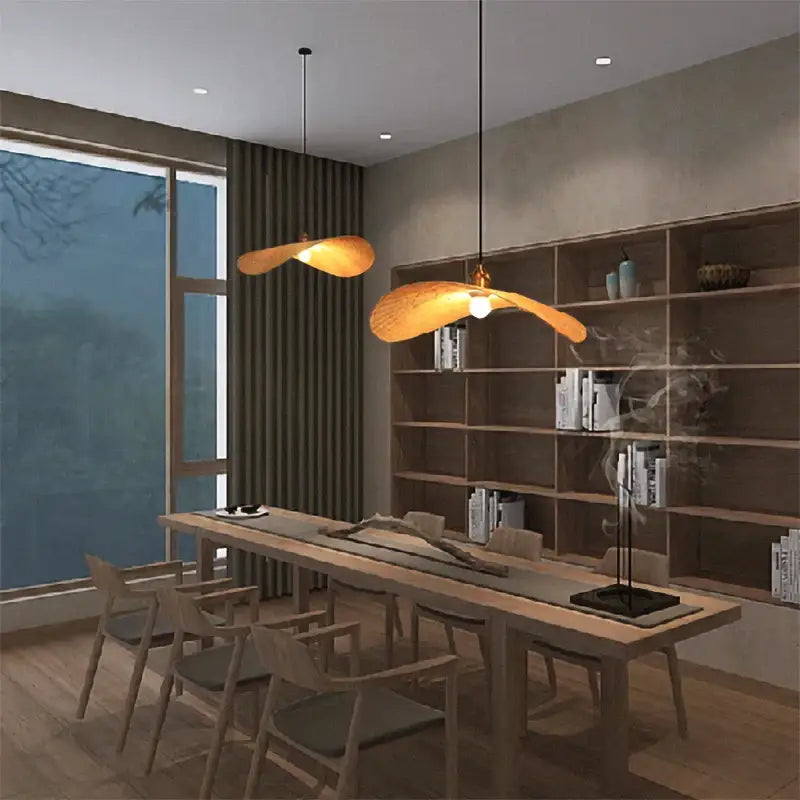 Japanese woven bamboo chandelier for living room