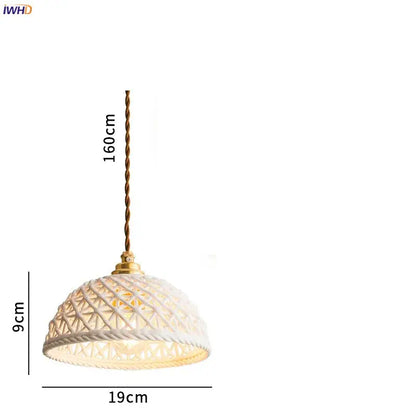 Japanese woven gray & blue ceramic led pendant lights dining room