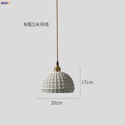 Japanese woven gray & blue ceramic led pendant lights dining room