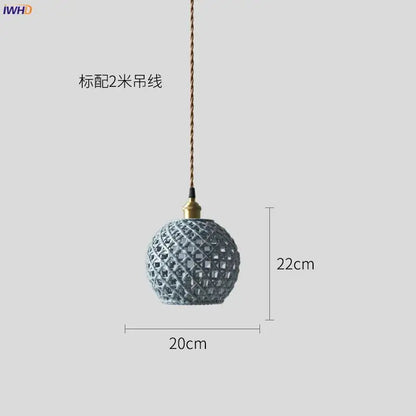 Japanese woven gray & blue ceramic led pendant lights dining room