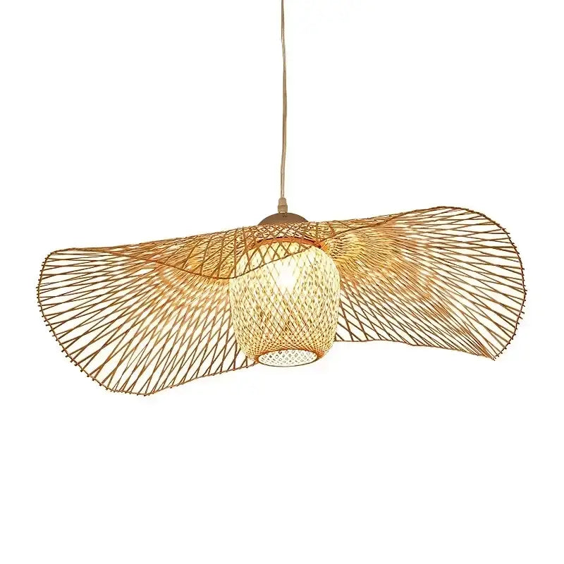 Japanese woven wave bamboo pendant chandelier dining room light