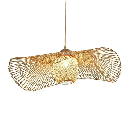 Japanese woven wave bamboo pendant chandelier dining room light