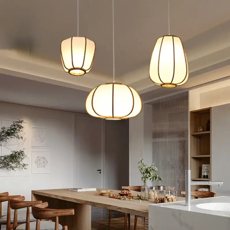 Japanese zen bamboo pendant lamp for tea room or living room