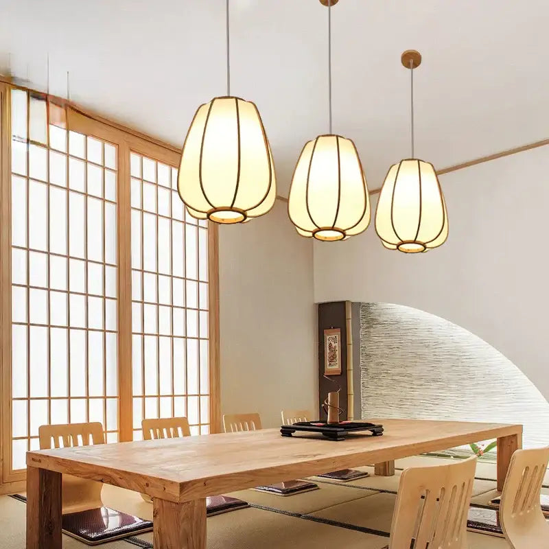 Japanese zen bamboo pendant lamp for tea room or living room