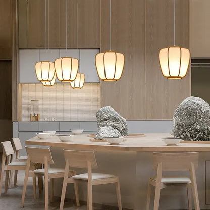 Japanese zen bamboo pendant lamp for tea room or living room