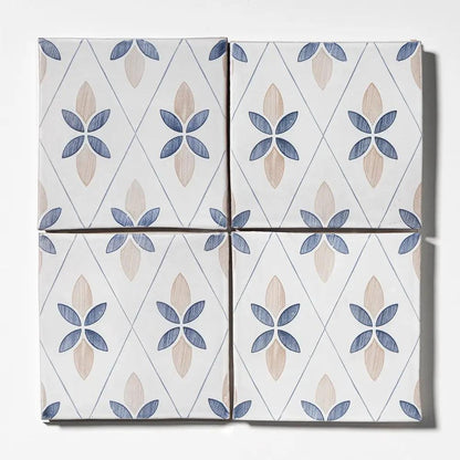 Jaunty Leaves Matte Glazed Terracotta Tiles 6x6