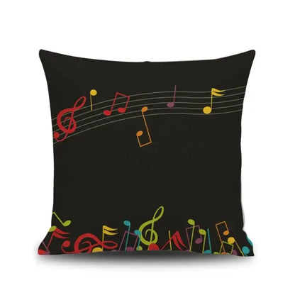 Jazz letter notes piano graphic linen cushion cover living room decor