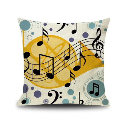 Jazz letter notes piano graphic linen cushion cover living room decor