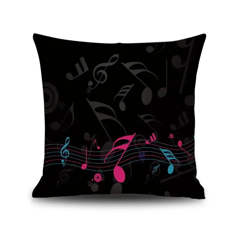 Jazz letter notes piano graphic linen cushion cover living room decor