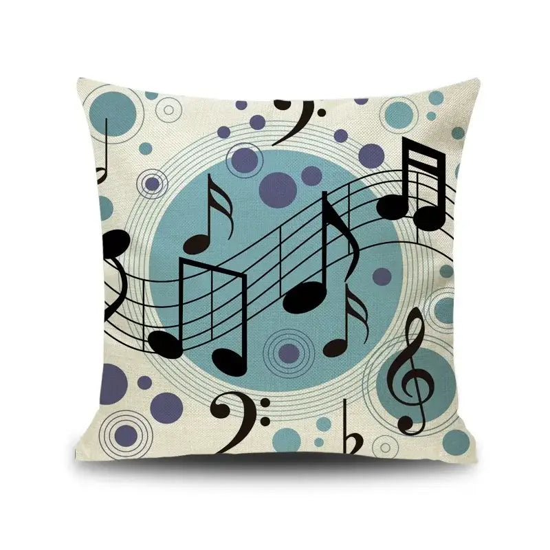 Jazz letter notes piano graphic linen cushion cover living room decor