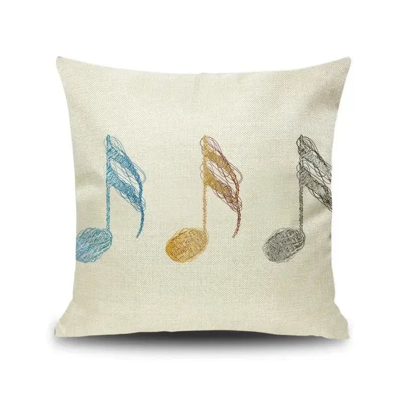 Jazz letter notes piano graphic linen cushion cover living room decor