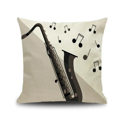 Jazz letter notes piano graphic linen cushion cover living room decor