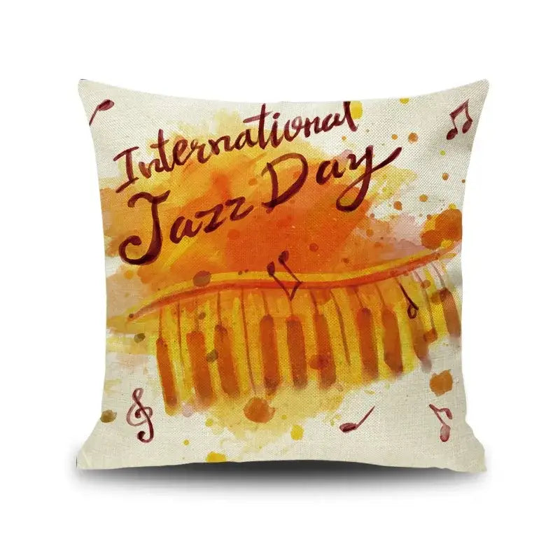 Jazz letter notes piano graphic linen cushion cover living room decor