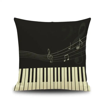 Jazz letter notes piano graphic linen cushion cover living room decor