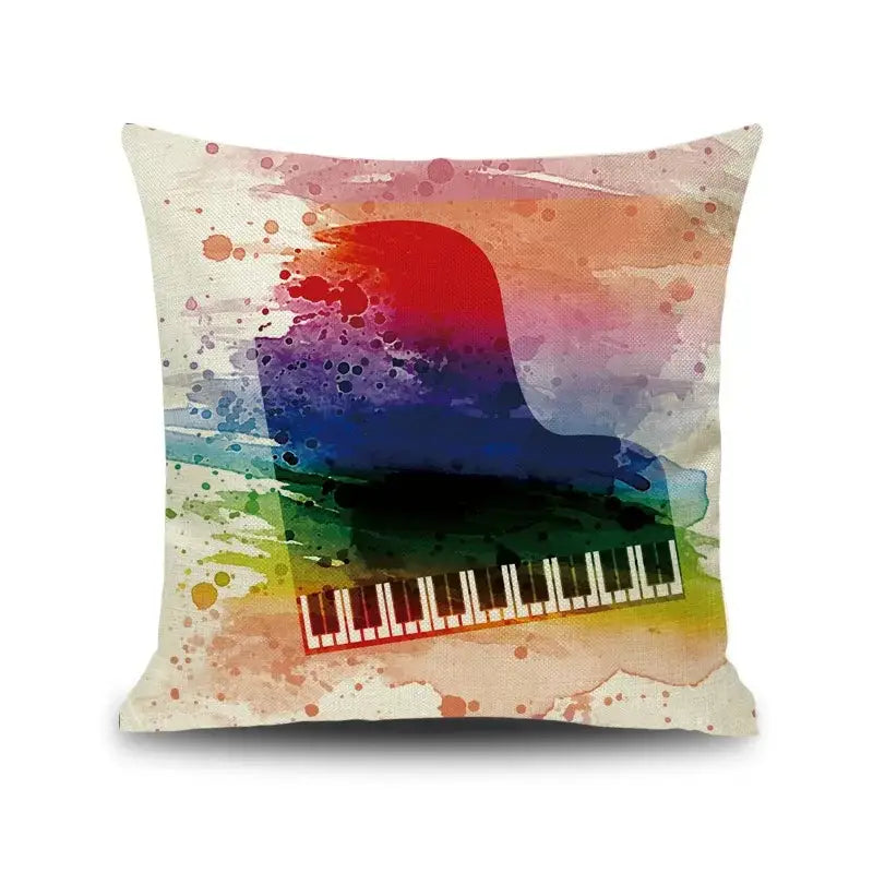 Jazz letter notes piano graphic linen cushion cover living room decor