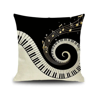 Jazz letter notes piano graphic linen cushion cover living room decor