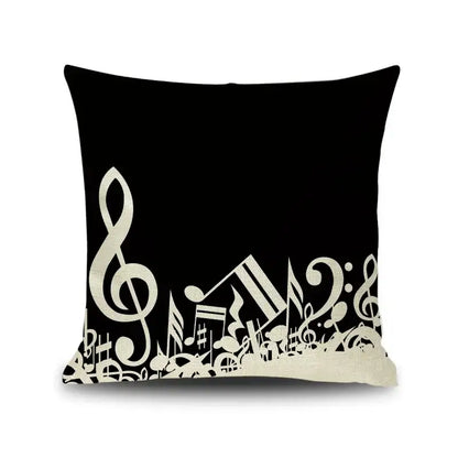 Jazz letter notes piano graphic linen cushion cover living room decor