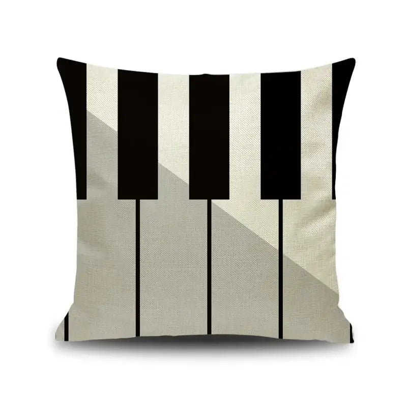 Jazz letter notes piano graphic linen cushion cover living room decor