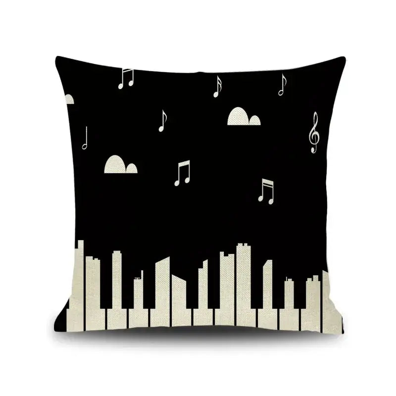 Jazz letter notes piano graphic linen cushion cover living room decor