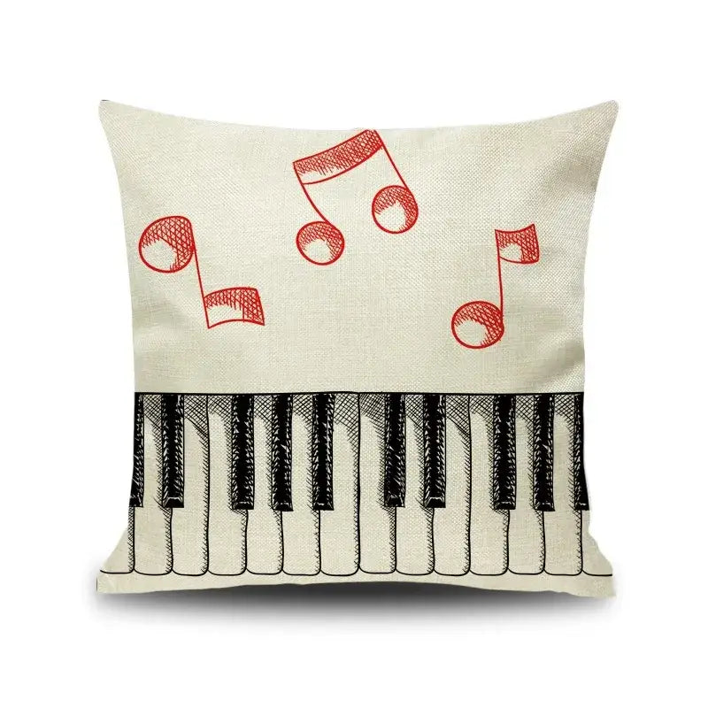 Jazz letter notes piano graphic linen cushion cover living room decor