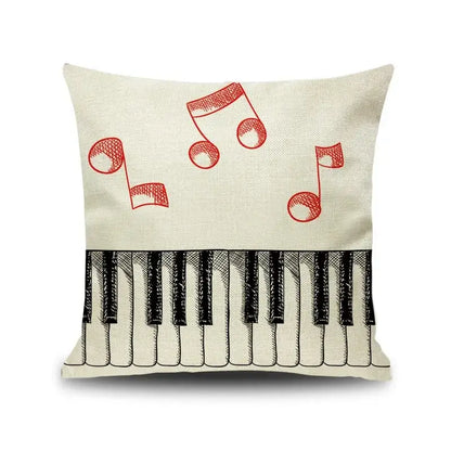 Jazz letter notes piano graphic linen cushion cover living room decor