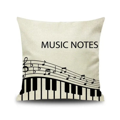 Jazz letter notes piano graphic linen cushion cover living room decor