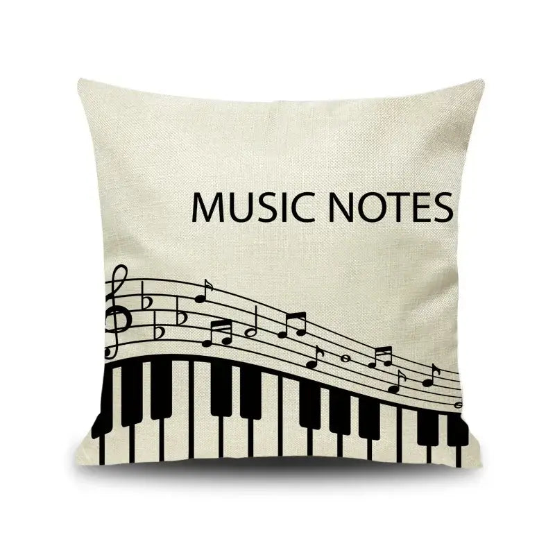 Jazz letter notes piano graphic linen cushion cover living room decor