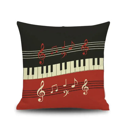 Jazz letter notes piano graphic linen cushion cover living room decor