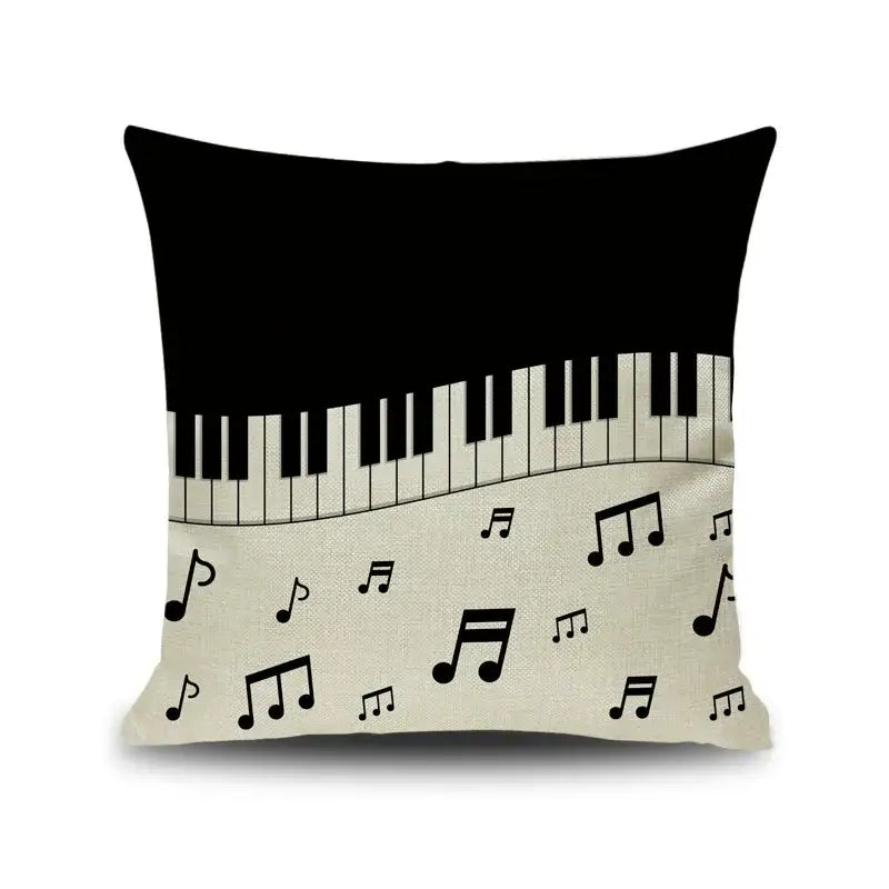Jazz letter notes piano graphic linen cushion cover living room decor