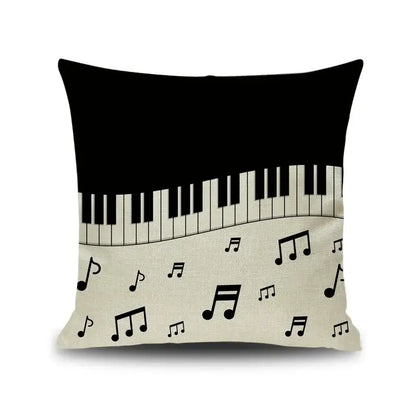 Jazz letter notes piano graphic linen cushion cover living room decor