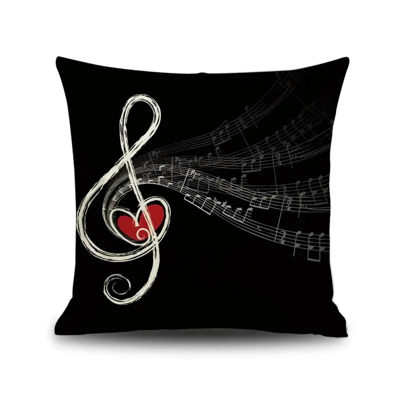 Jazz letter notes piano graphic linen cushion cover living room decor