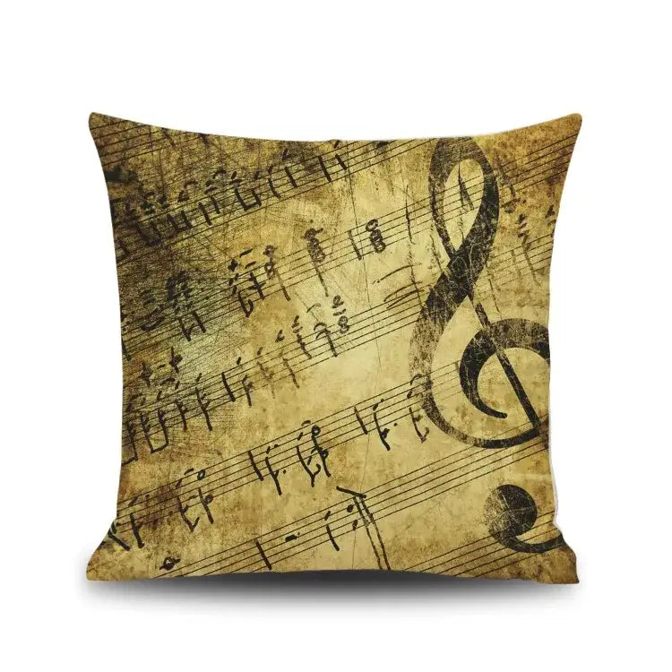 Jazz letter notes piano graphic linen cushion cover living room decor