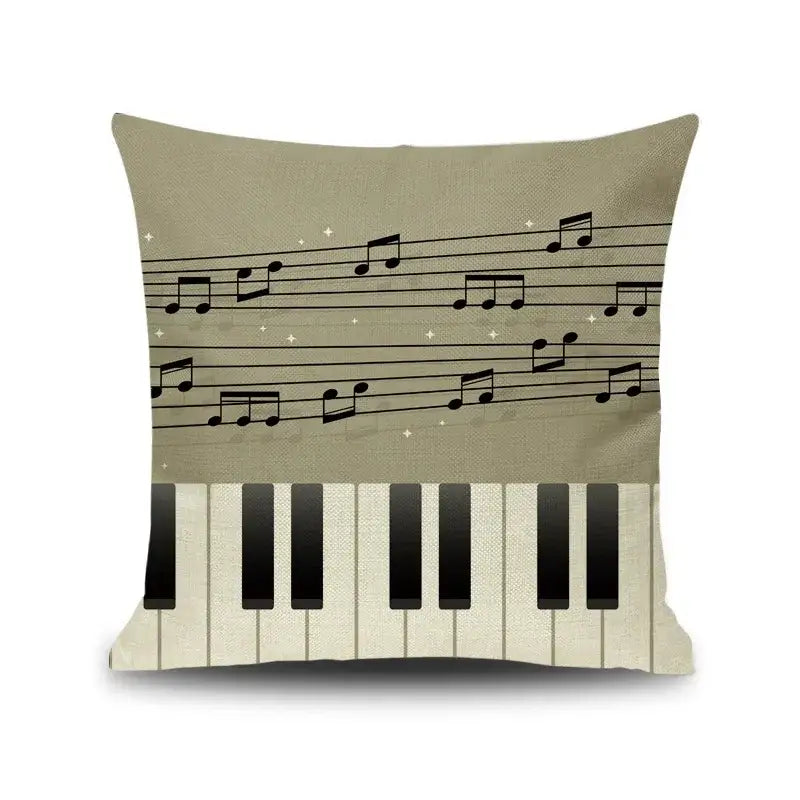 Jazz letter notes piano graphic linen cushion cover living room decor