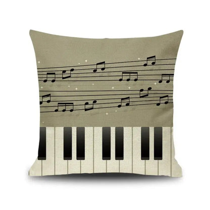 Jazz letter notes piano graphic linen cushion cover living room decor