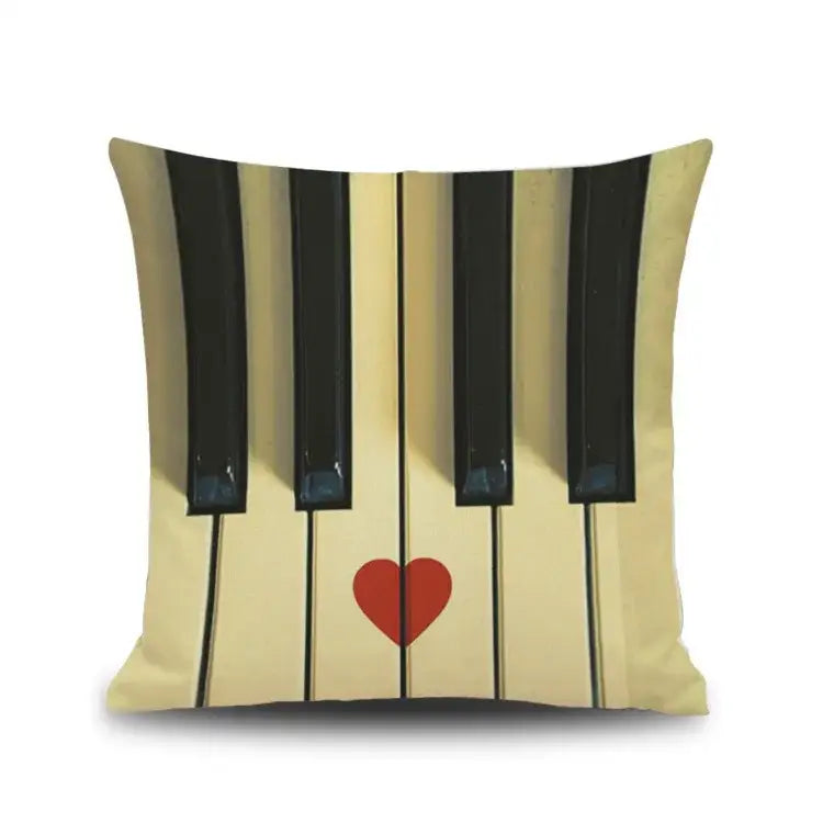 Jazz letter notes piano graphic linen cushion cover living room decor