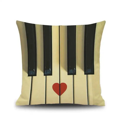Jazz letter notes piano graphic linen cushion cover living room decor