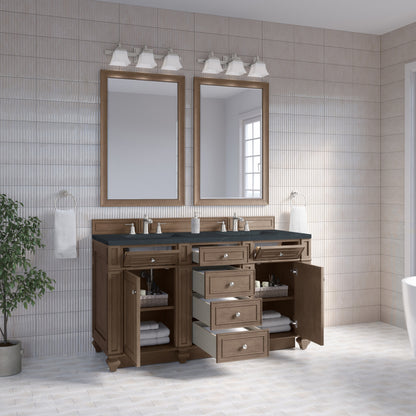 James Martin Bristol 60" Double Bathroom Vanity, Whitewashed Walnut