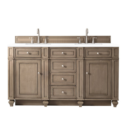 James Martin Bristol 60" Double Bathroom Vanity, Whitewashed Walnut