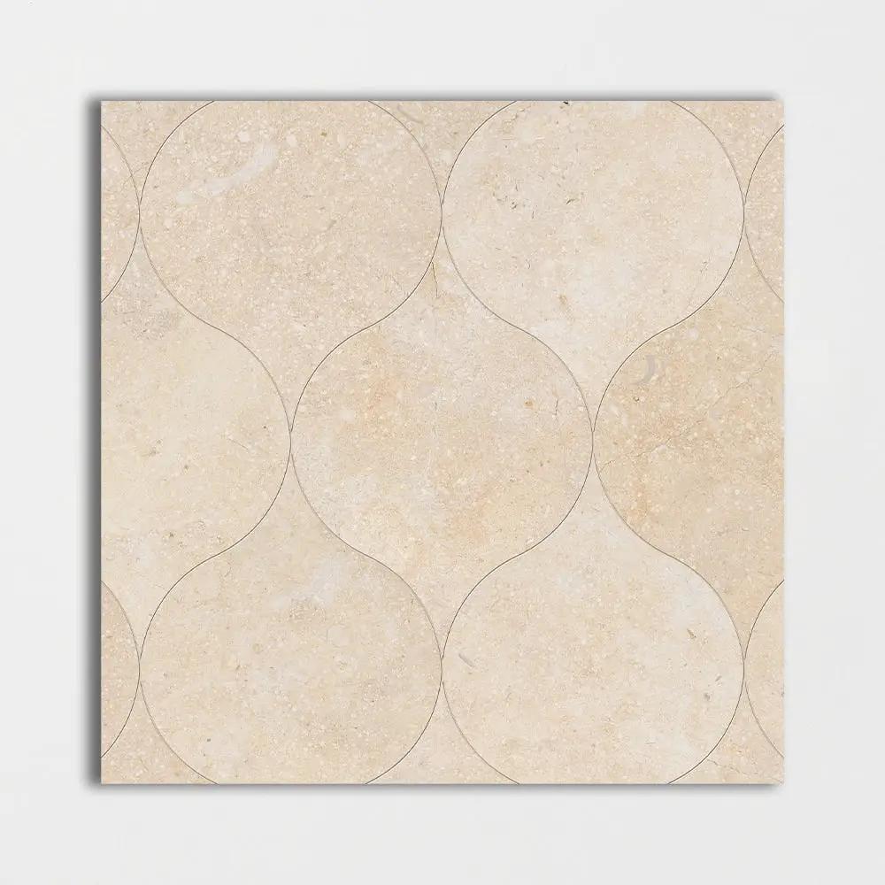 Jerusalem Light Honed Winter Leaf Limestone Waterjet Mosaics 4 7/8x6 13/16