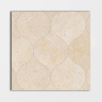 Jerusalem Light Honed Winter Leaf Limestone Waterjet Mosaics 4 7/8x6 13/16