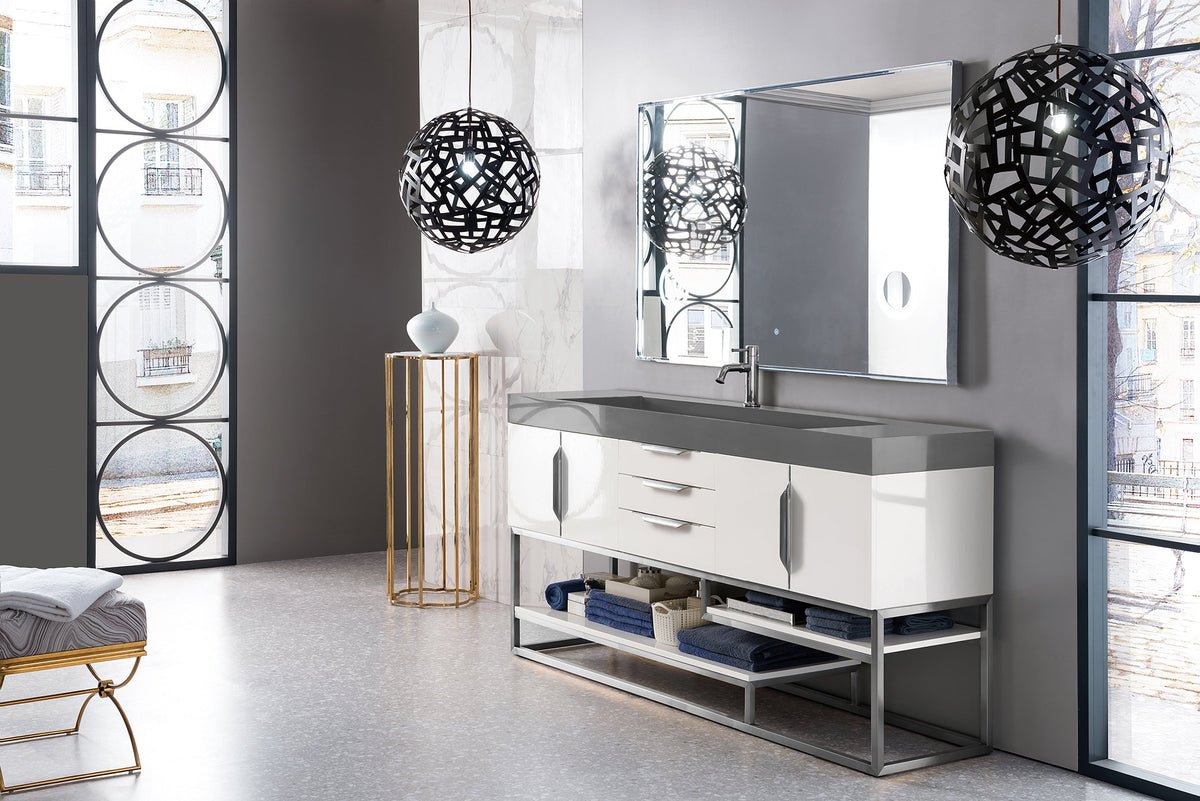James Martin Columbia 72" Single Bathroom Vanity, Glossy White
