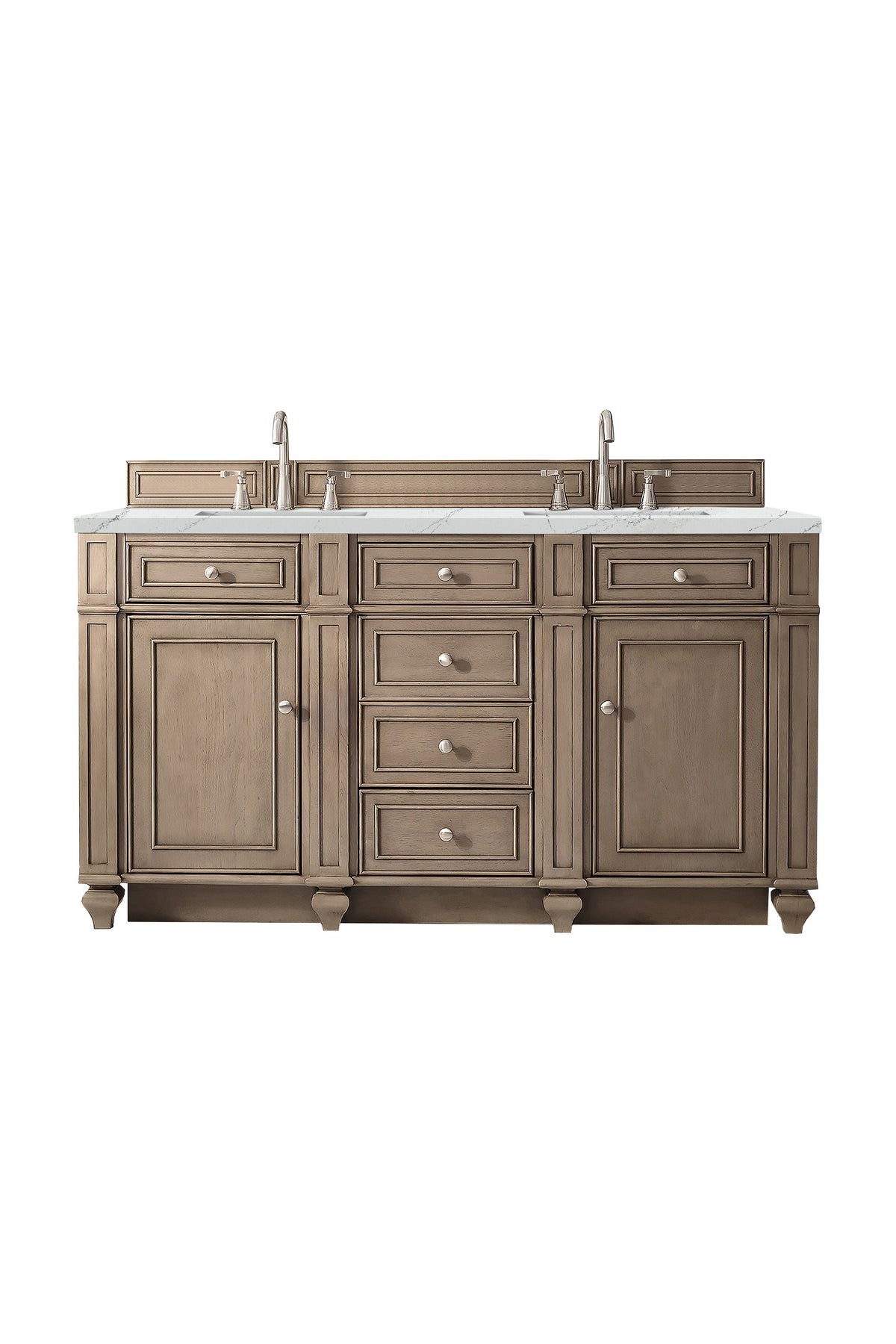James Martin Bristol 60" Double Bathroom Vanity, Whitewashed Walnut
