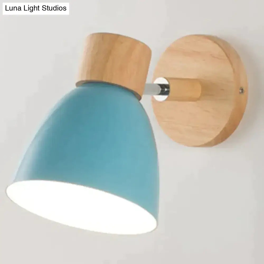 Joan wooden reading wall lamp yellow and natural wood bedroom light