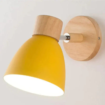 Joan wooden reading wall lamp yellow and natural wood bedroom light