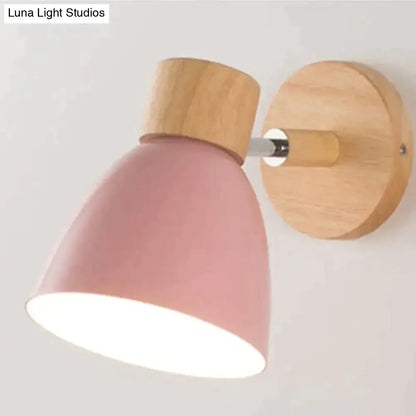 Joan wooden reading wall lamp yellow and natural wood bedroom light